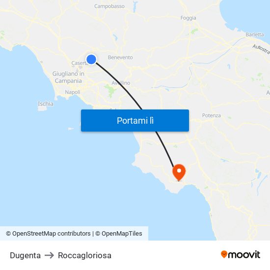 Dugenta to Roccagloriosa map