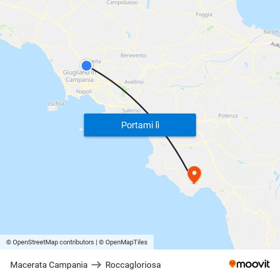 Macerata Campania to Roccagloriosa map