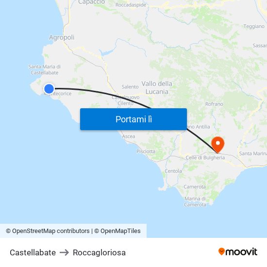 Castellabate to Roccagloriosa map