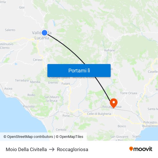 Moio Della Civitella to Roccagloriosa map