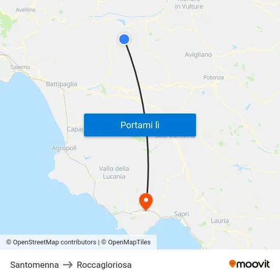 Santomenna to Roccagloriosa map
