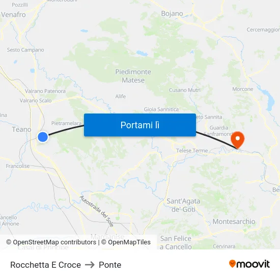 Rocchetta E Croce to Ponte map