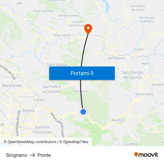Sirignano to Ponte map