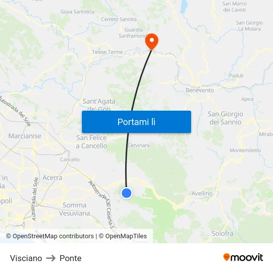 Visciano to Ponte map