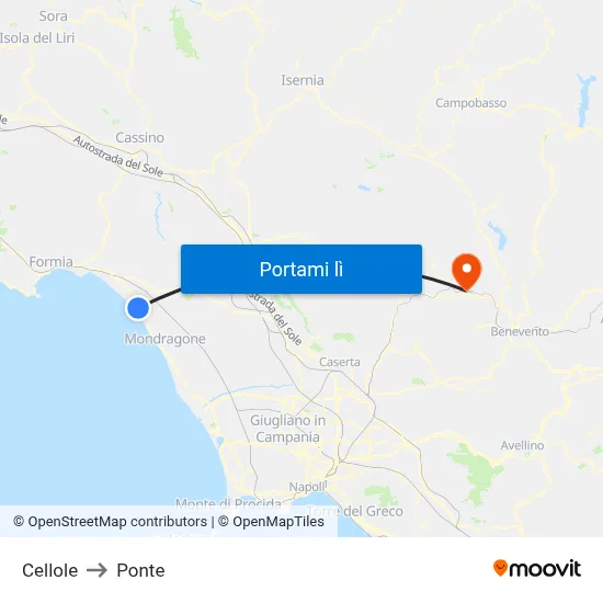 Cellole to Ponte map