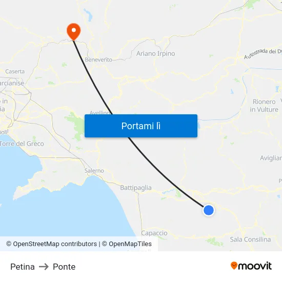 Petina to Ponte map