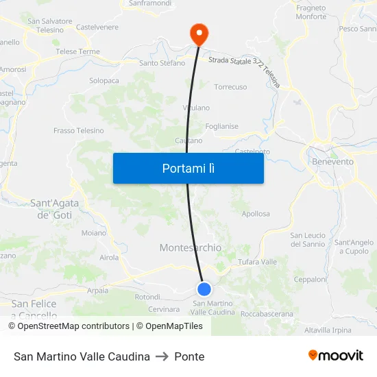 San Martino Valle Caudina to Ponte map