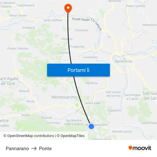 Pannarano to Ponte map