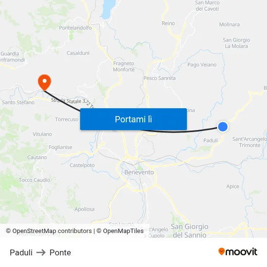 Paduli to Ponte map