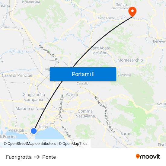 Fuorigrotta to Ponte map