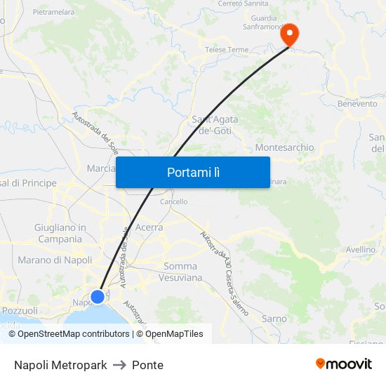 Napoli Metropark to Ponte map