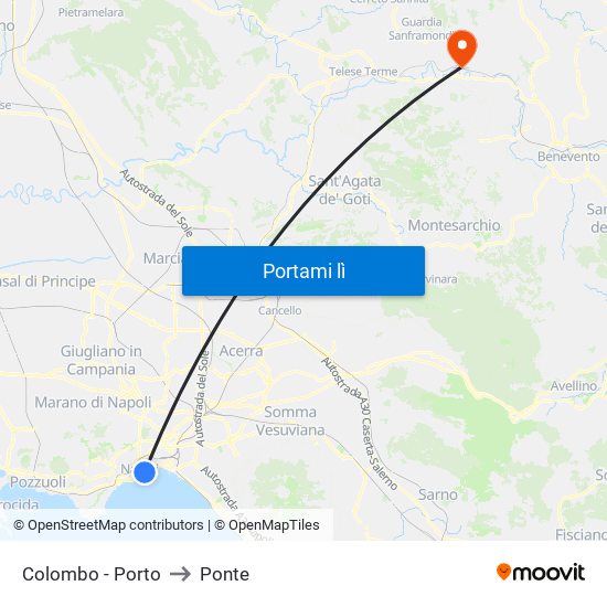 Colombo - Porto to Ponte map