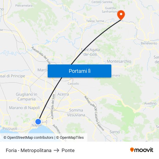 Foria - Metropolitana to Ponte map