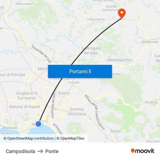 Campodisola to Ponte map