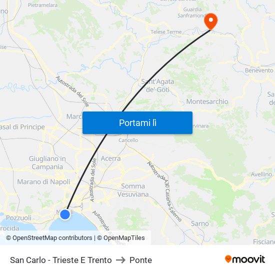 San Carlo - Trieste E Trento to Ponte map