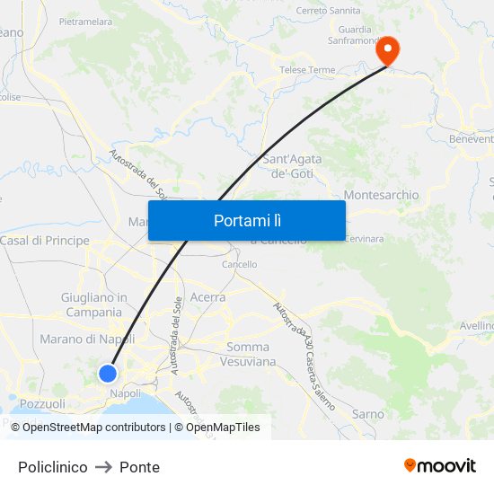 Policlinico to Ponte map