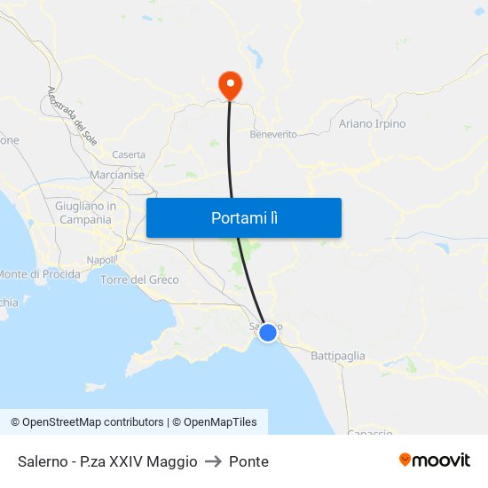 Salerno - P.za XXIV Maggio to Ponte map