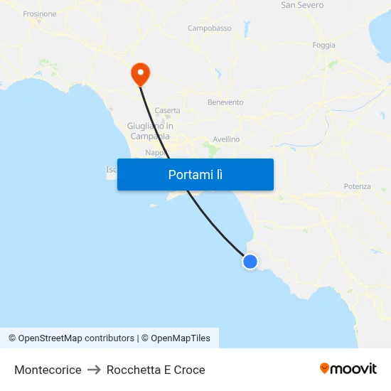 Montecorice to Rocchetta E Croce map