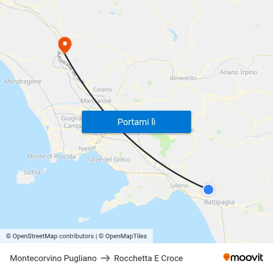 Montecorvino Pugliano to Rocchetta E Croce map