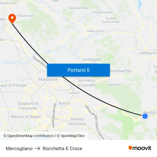 Mercogliano to Rocchetta E Croce map