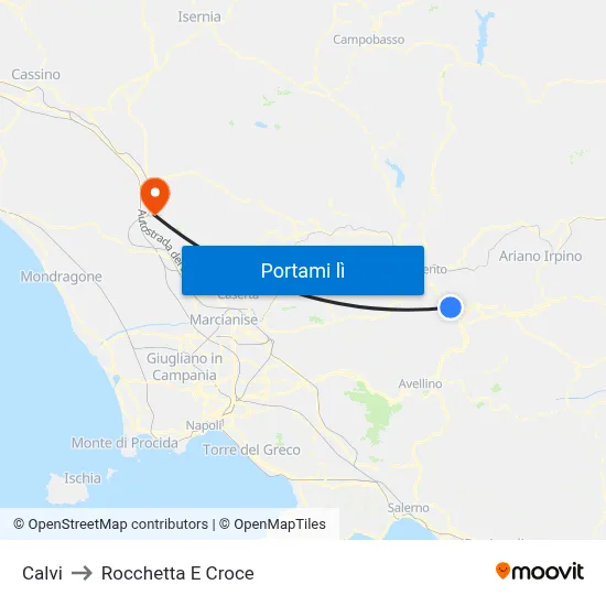 Calvi to Rocchetta E Croce map