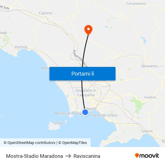 Mostra-Stadio Maradona to Raviscanina map