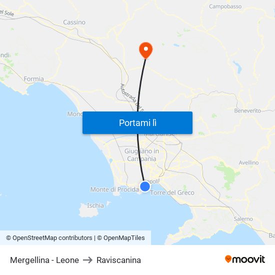 Mergellina - Leone to Raviscanina map