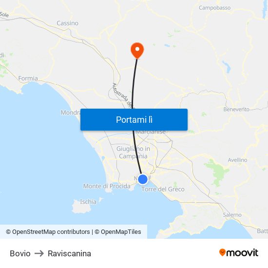 Bovio to Raviscanina map