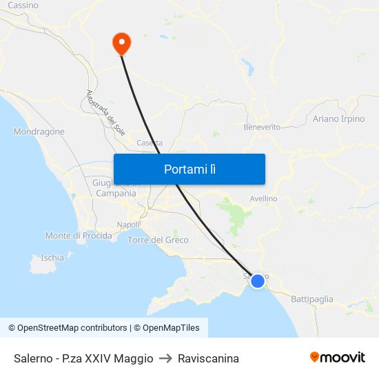 Salerno - P.za XXIV Maggio to Raviscanina map