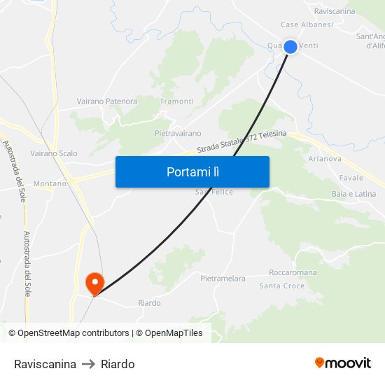 Raviscanina to Riardo map