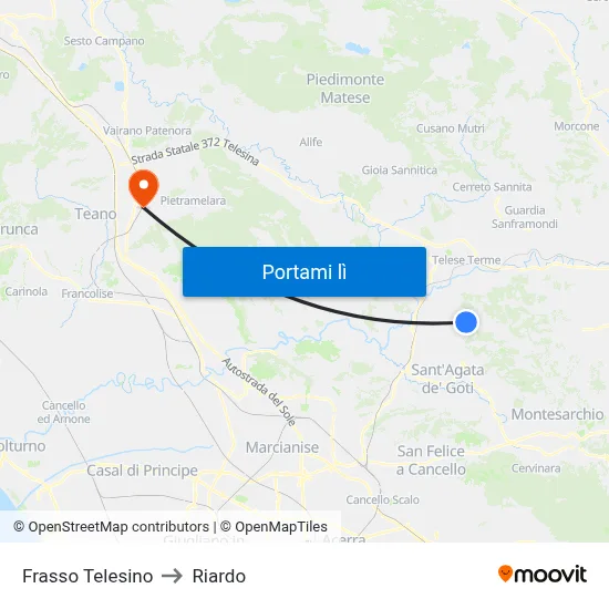 Frasso Telesino to Riardo map