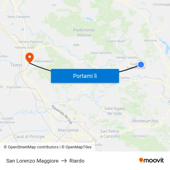 San Lorenzo Maggiore to Riardo map