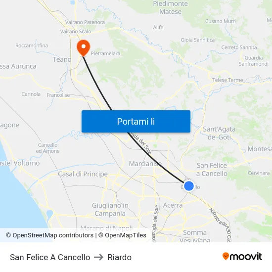 San Felice A Cancello to Riardo map
