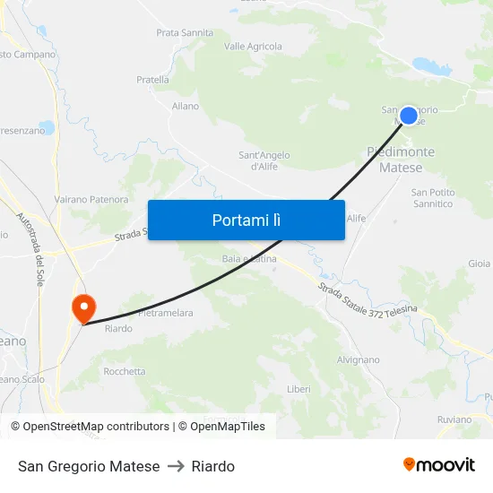 San Gregorio Matese to Riardo map