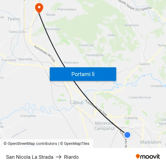 San Nicola La Strada to Riardo map