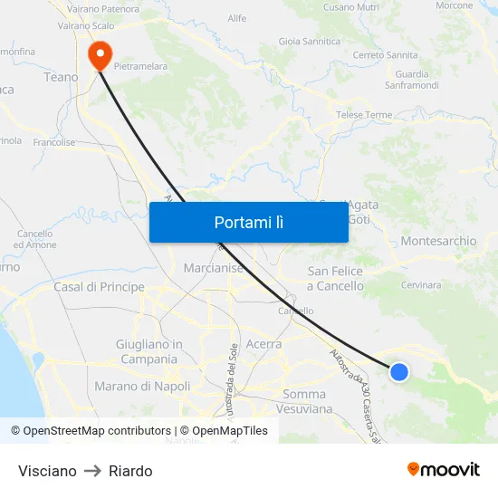 Visciano to Riardo map