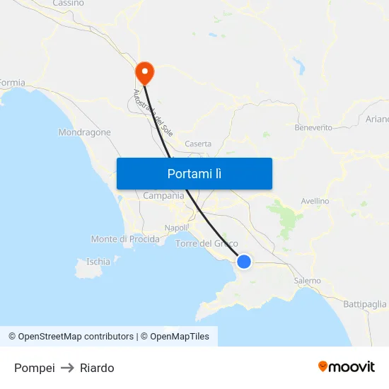 Pompei to Riardo map