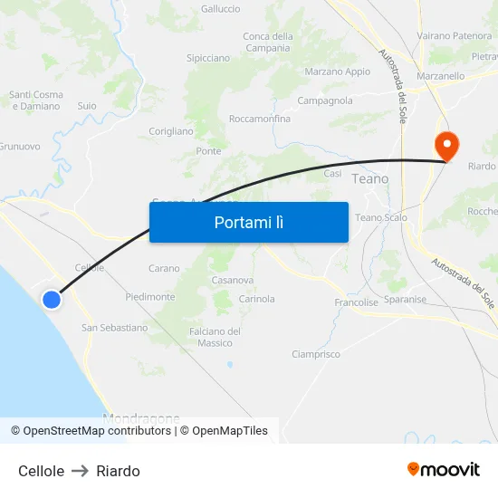 Cellole to Riardo map
