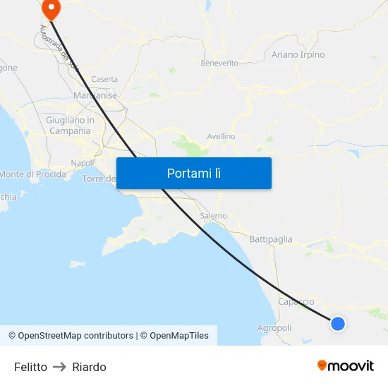 Felitto to Riardo map