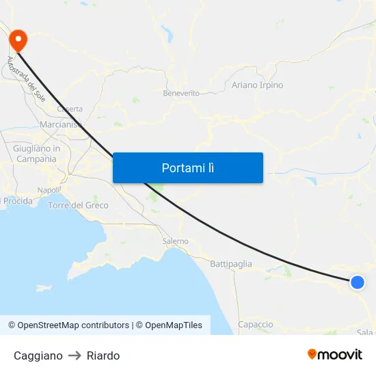 Caggiano to Riardo map