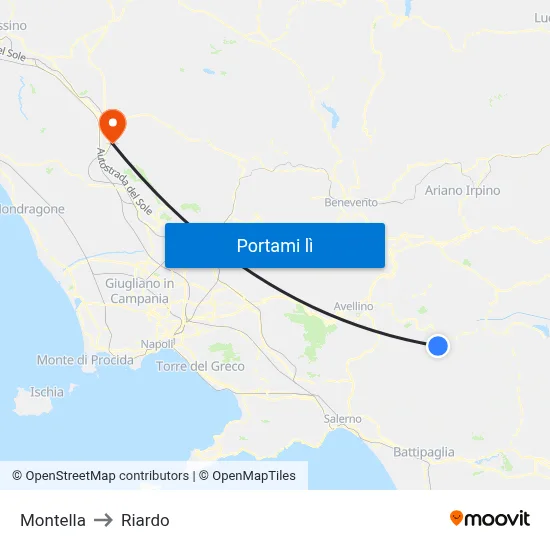 Montella to Riardo map