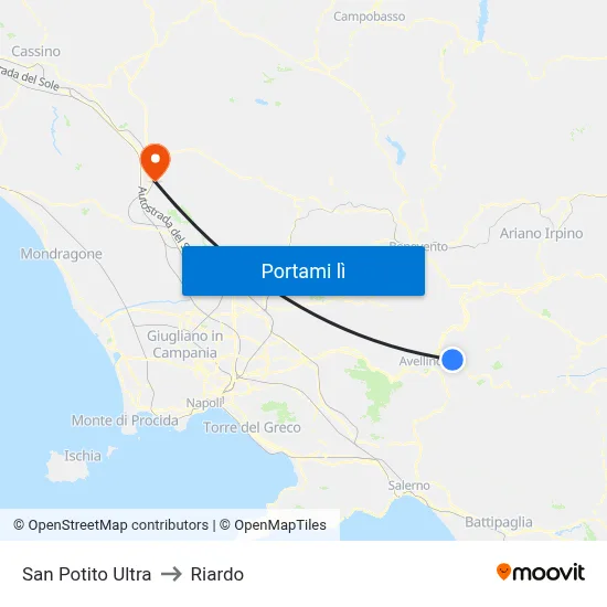 San Potito Ultra to Riardo map