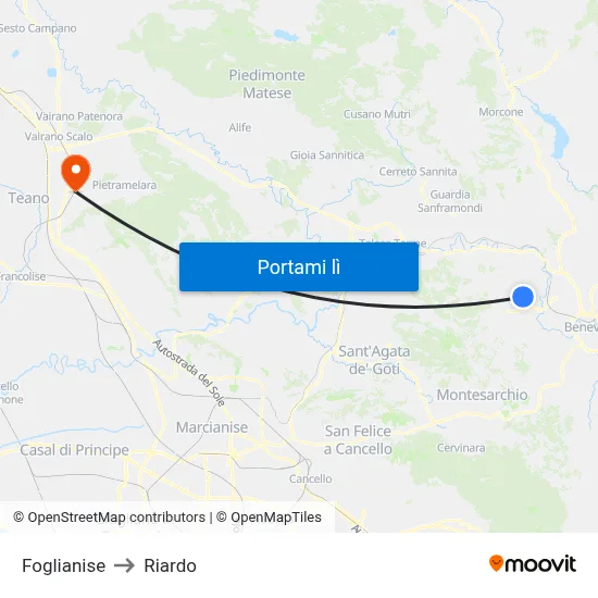 Foglianise to Riardo map