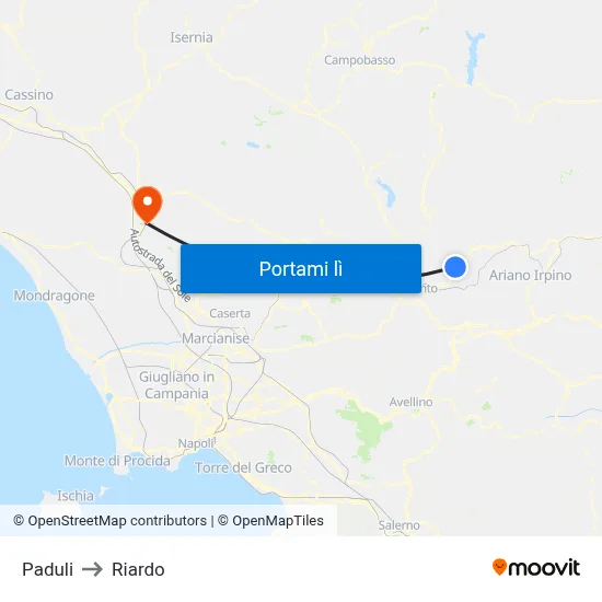 Paduli to Riardo map