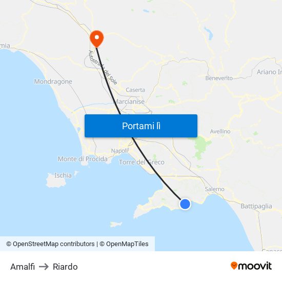 Amalfi to Riardo map
