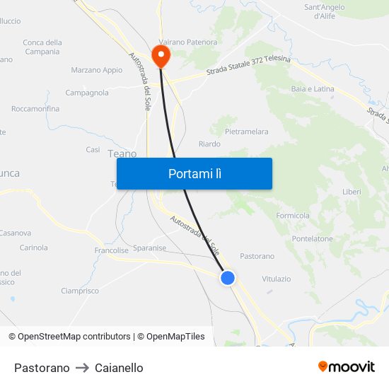 Pastorano to Caianello map