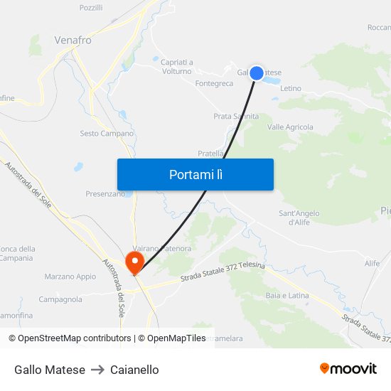 Gallo Matese to Caianello map
