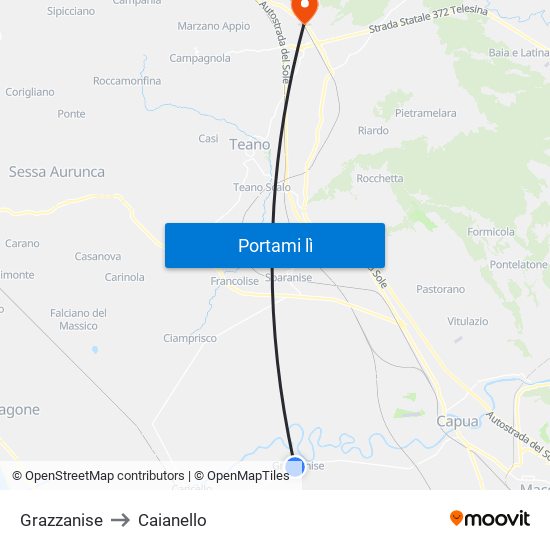 Grazzanise to Caianello map