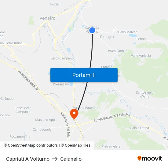 Capriati A Volturno to Caianello map