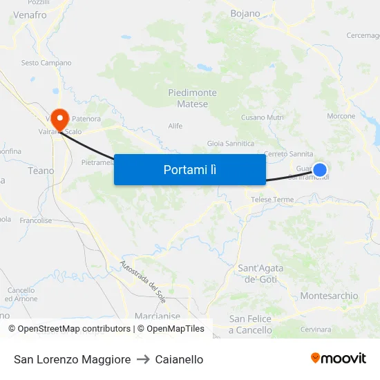 San Lorenzo Maggiore to Caianello map